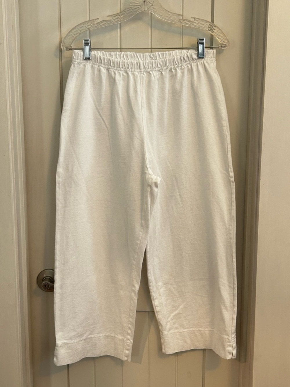 Bryn Walker Cotton Cropped Elastic Waist White Lounge Pants Size Medium